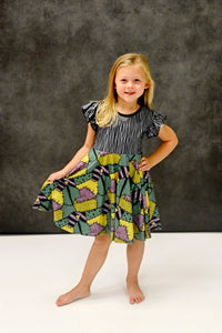 Jack and Sally Combo Milk Silk Twirl Dress - Great Lakes Kids Apparel LLC