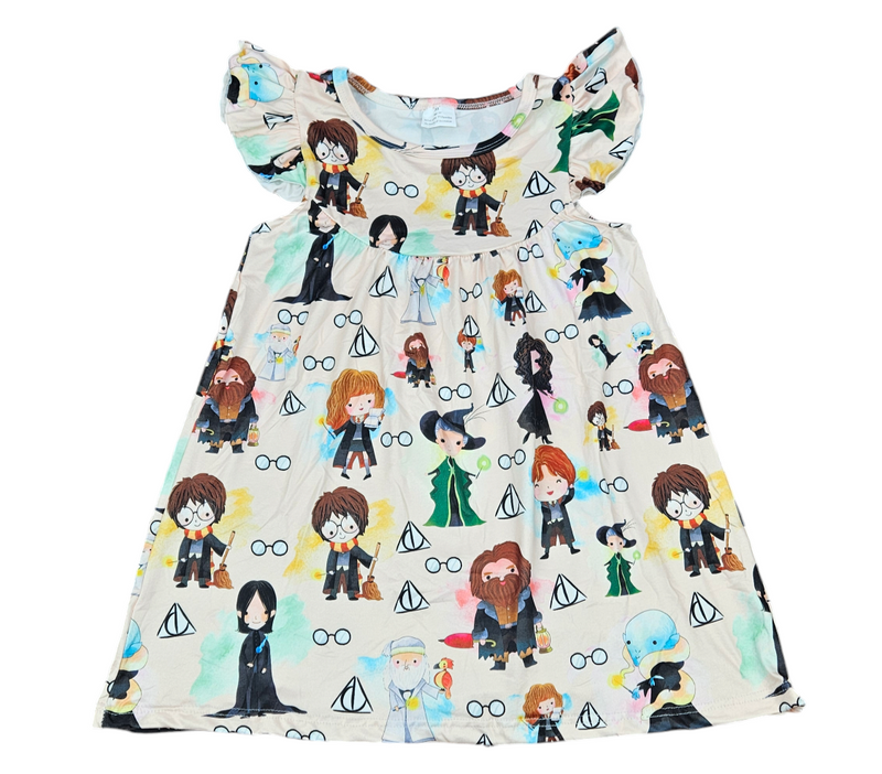 Wizard School Flutter Milk Silk Dress