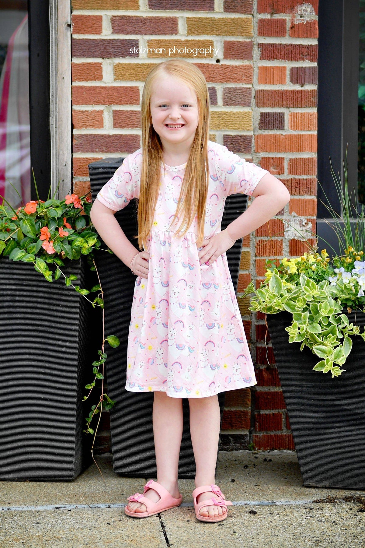 Pink Llama Short Sleeve Olivia Milk Silk Dress - Great Lakes Kids Apparel LLC