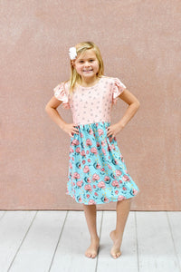 In Bloom Long Flutter Milk Silk Dress - Great Lakes Kids Apparel LLC